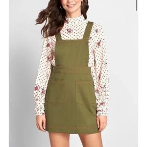 ModCloth olive green jumper with orange stitching size 22